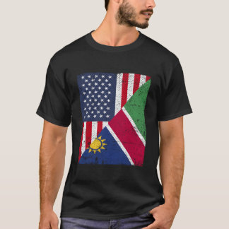 Country Flag Half Usa Half Namibia T-Shirt