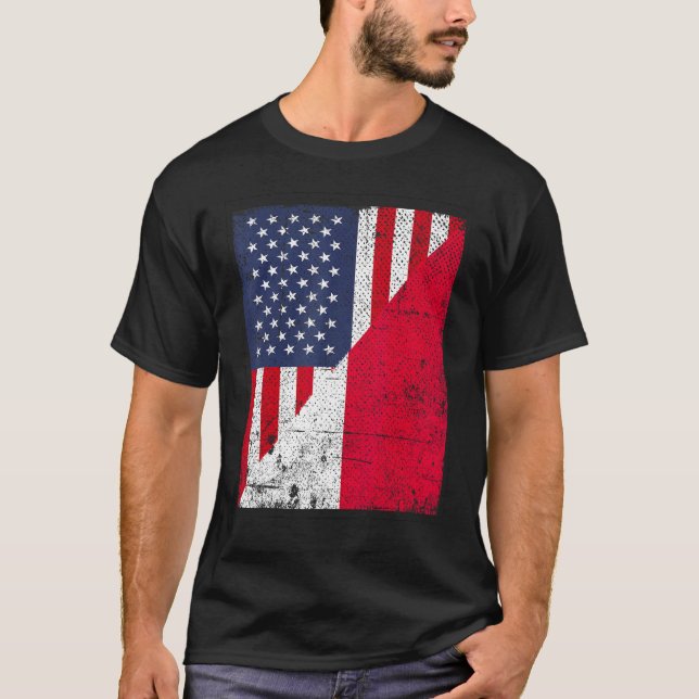 Country Flag  Half USA Half Poland T-Shirt (Front)