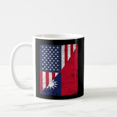 Country Flag Half Usa Half Taiwan  Coffee Mug