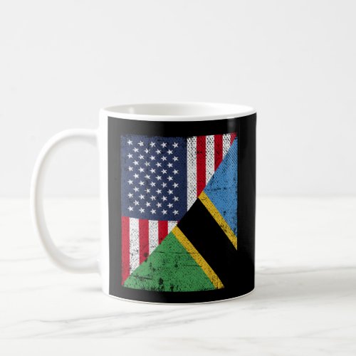 Country Flag Half Usa Half Tanzania  Coffee Mug