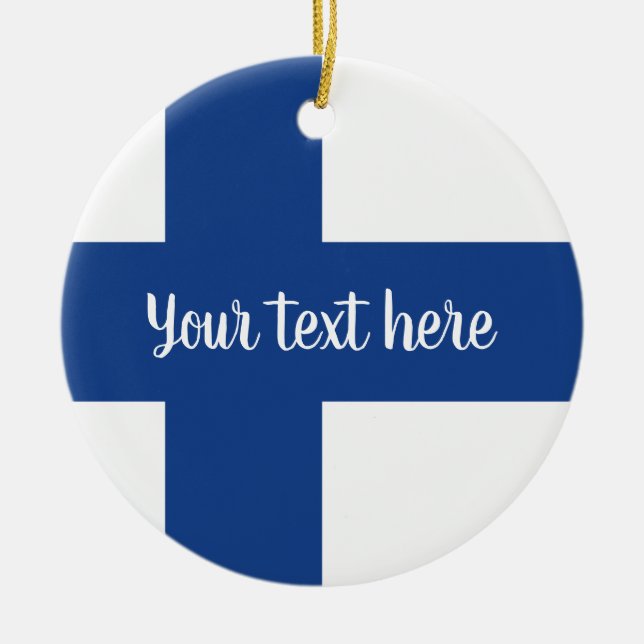 Country flag of Finland Christmas tree photo Ceramic Ornament (Front)