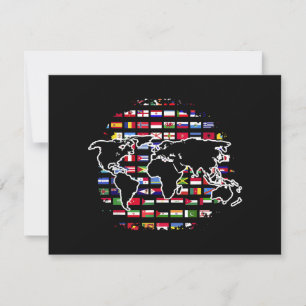 Country Flags World Map Traveling International Wo Holiday Card