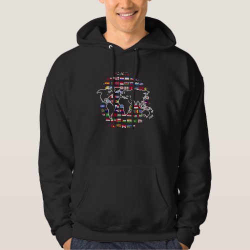 Country Flags World Map Traveling International Wo Hoodie