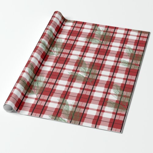 Country Flannel Rustic Plaid with Evergreen  Wrapping Paper