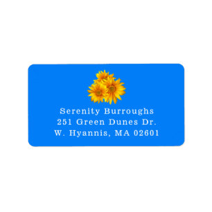 Country Floral Blue Summer Fall Yellow Sunflowers Label