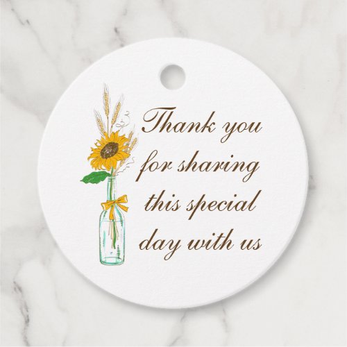 Country Floral Boho Sunflowers Wedding Thank You Favor Tags