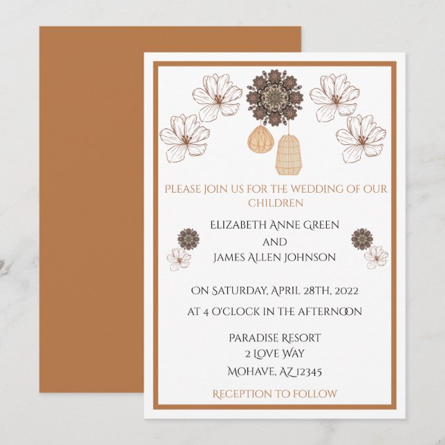 Country Floral Boho Wedding Invitation (Front/Back)