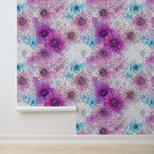 Country floral collage wall mural pattern flower