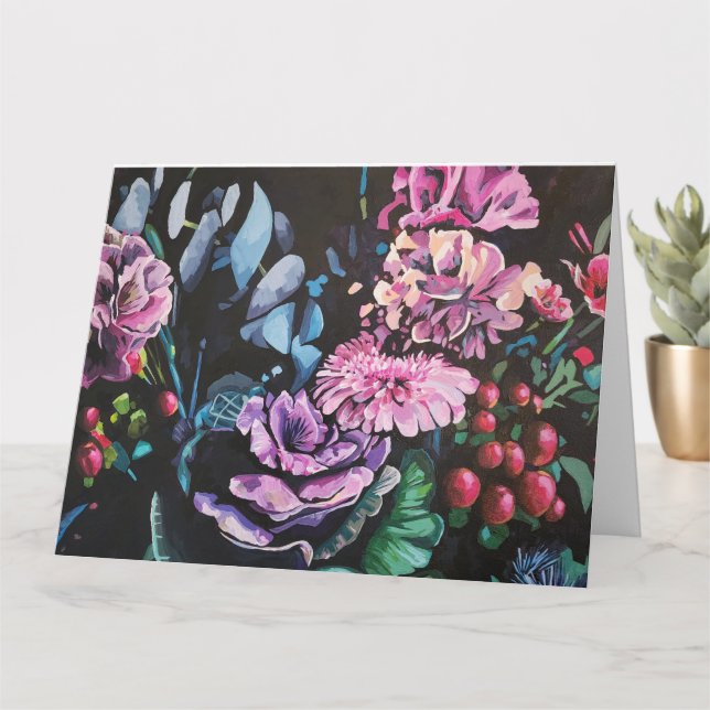 Country Floral Folded Greeting Card (Small Plant)