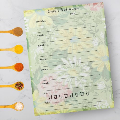 Country Floral Food Journal _ Trendy Meal Diary Notepad