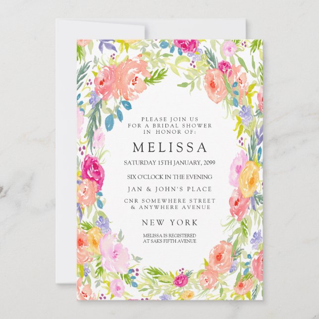 Country Floral Garden BRIDAL Shower Invite (Front)