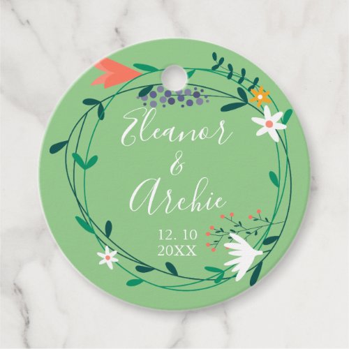 Country Floral Garland Wedding Favor Tags