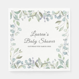 Country Floral Greenery Baby Shower / Sprinkle Napkins
