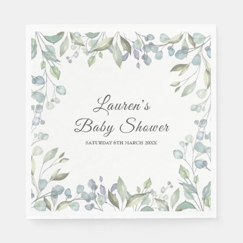 Country Floral Greenery Baby Shower  Sprinkle Napkins