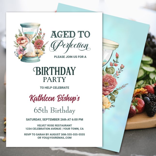 Country Floral Hourglass Birthday Party Invitation (Creator Uploaded)