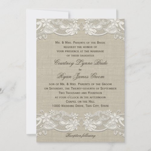Country Floral Lace Design Wedding Custom Invitations
