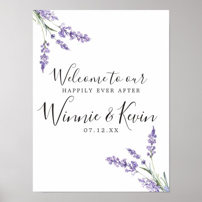 Country Floral, Lavender Wedding Poster (Front)