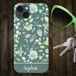 Country Floral Sage Green Signature  iPhone 13 Case