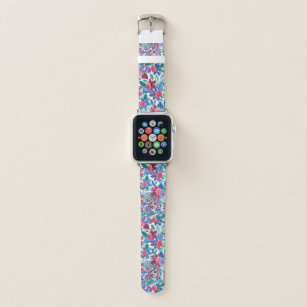 Country Floral Strawberries Watercolor Pattern Apple Watch Band