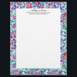 Country Floral Strawberries Watercolor Pattern Letterhead<br><div class="desc">This country and cute pattern is perfect for the summer season. It features hand-painted blue, burgundy red, forest green, pink, purple, and bright red strawberries, flowers, leaves pattern on top of a simple white background. It's artsy, modern, sweet, unique, and original. Stylize with this hand-painted pattern done by the artist...</div>