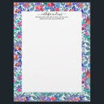 Country Floral Strawberries Watercolor Pattern Letterhead<br><div class="desc">This country and cute pattern is perfect for the summer season. It features hand-painted blue, burgundy red, forest green, pink, purple, and bright red strawberries, flowers, leaves pattern on top of a simple white background. It's artsy, modern, sweet, unique, and original. Stylize with this hand-painted pattern done by the artist...</div>