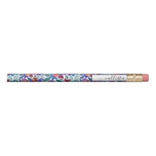 Country Floral Strawberries Watercolor Pattern Pencil