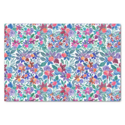 Country Floral Strawberries Watercolor Pattern Tissue Paper