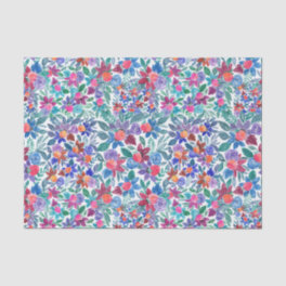 Country Floral Strawberries Watercolor Pattern Tissue Paper