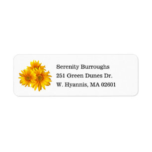 Country Floral Summer Fall Yellow Sunflowers Label