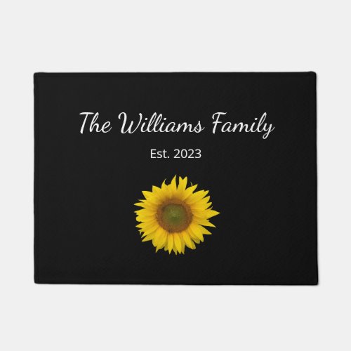 Country Floral Sunflower Black and White Doormat