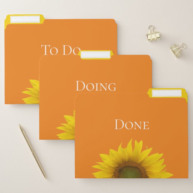 Country Floral Sunflowers Orange File Folder (Set)