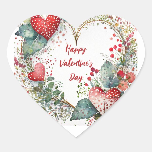 Country floral valentine heart wreath custom sticker (Front)