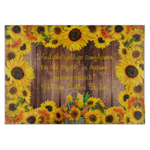 Country Floral Yellow Sunflower Rustic Barn Wood Cutting Board