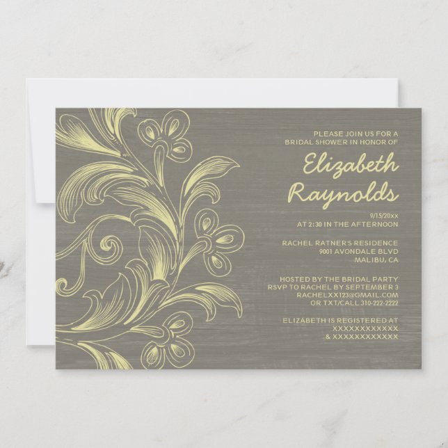 Country Flourish Bridal Shower Invitations (Front)