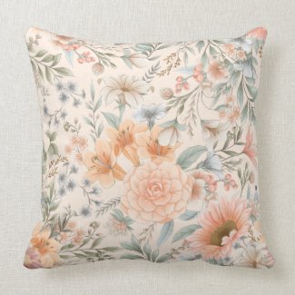Country Flower Dreams Throw Pillow
