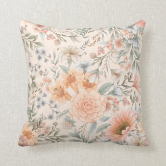 Country Flower Dreams Throw Pillow