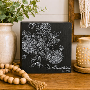 Country Flower Family Wooden Box Sign