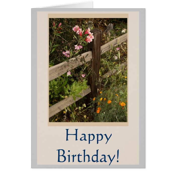Country Flower Fence Birthday Card