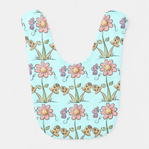 Country Flowers Aqua Blue Boys Bib
