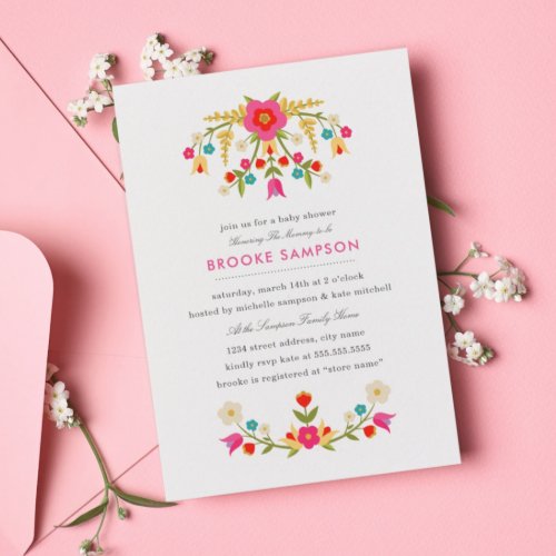 Country Flowers Baby Shower Invitation