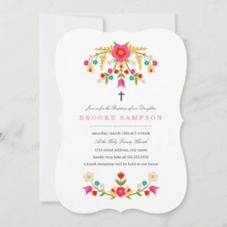 Country Flowers Baptism Invitation