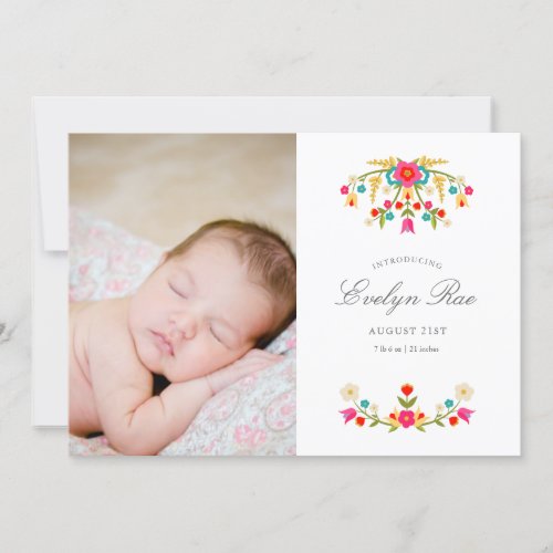 Country Flowers Birth Announcement