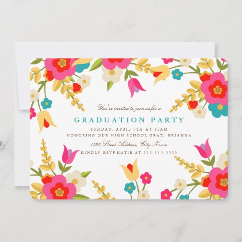 Country Flowers Graduation Party Invite 5" X 7" Invitation Card