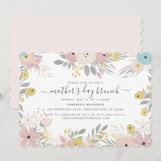 Country Flowers Mother's Day Brunch Invitation (Front/Back)