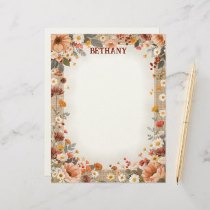 Country Flowers on Burlap Letterhead
