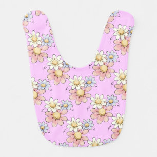 Country Flowers Pink Girls Bib