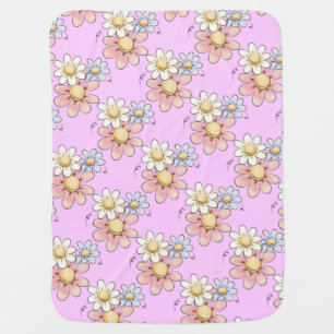 Country Flowers Pink Girls Swaddle Blanket
