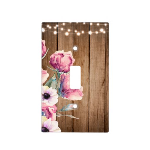 Country Flowers Rustic Barn Wood Light Switch Cover | Zazzle
