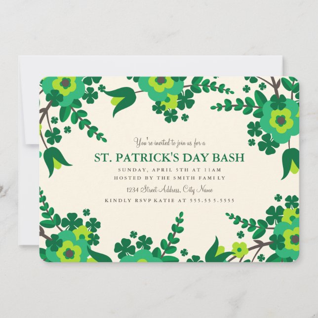 Country Flowers St. Patrick's Day Invite (Front)