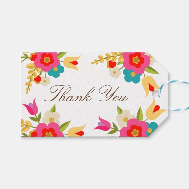Country Flowers Thank You Gift Tags (Front (Horizontal))
